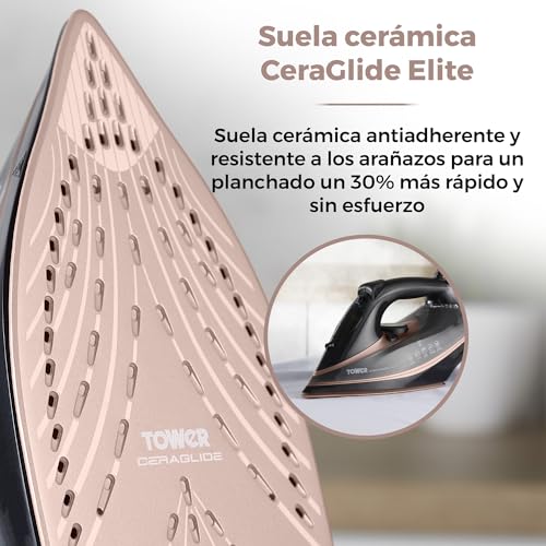 Detalle 2 de Tower T22013 Plancha de vapor 3.100 W rosa oro y negro 🔌