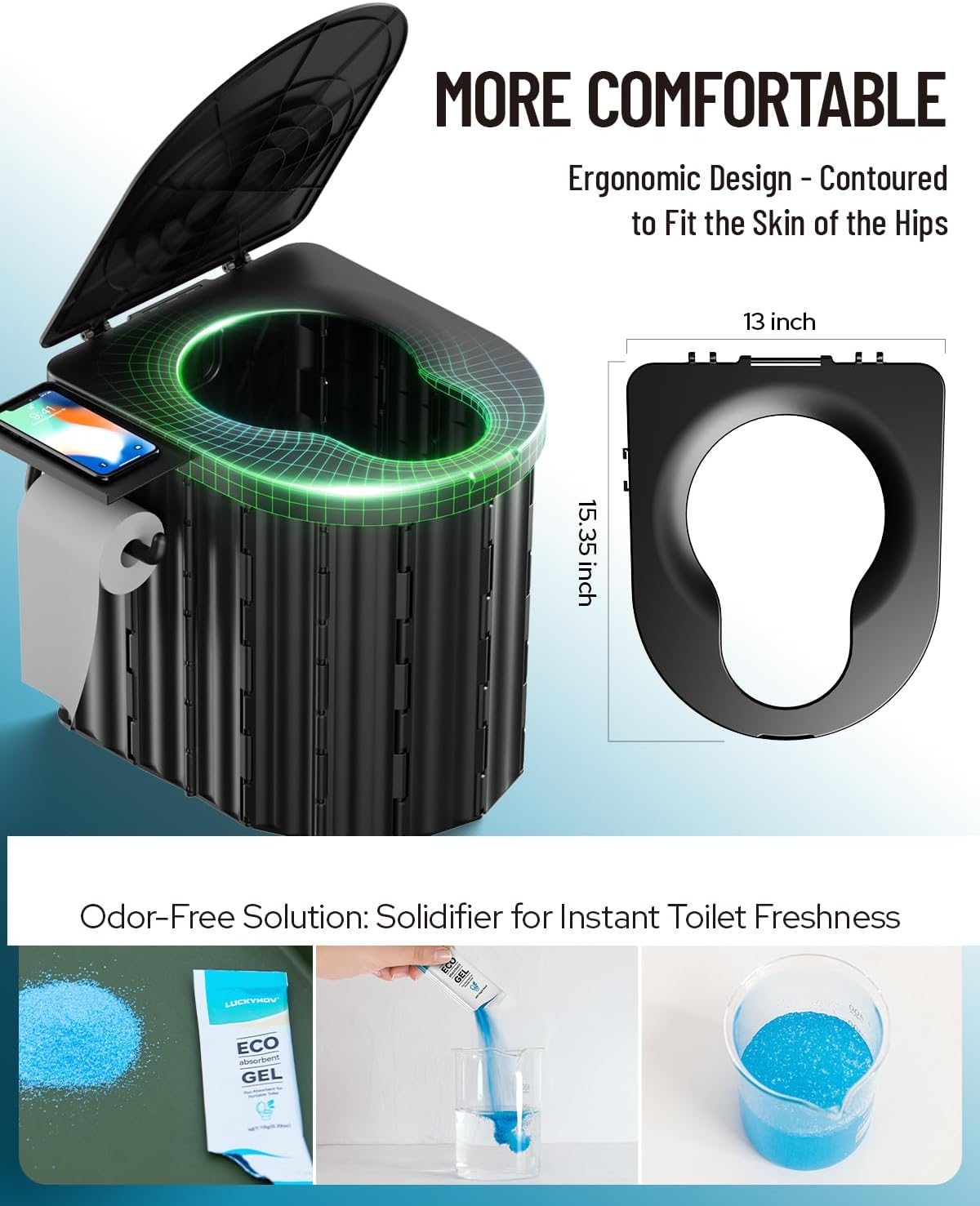 Detalle 2 de Portable Toilet Odorless Camping Toilet 🚽
