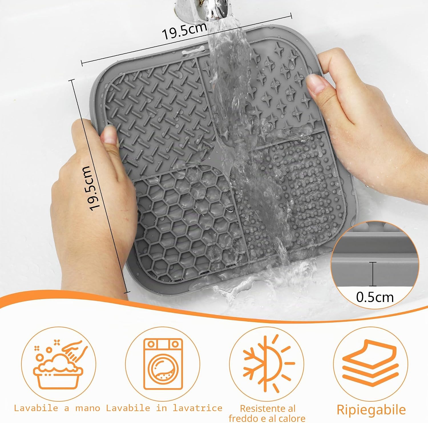 Thumbnail 4 de BASVII 2 PCS Tappetino Leccare Cane e Gatti con Ventose – Set 20x20 cm in silicone con raschietto e spazzola, comfort e igiene al bagno e all’addestramento