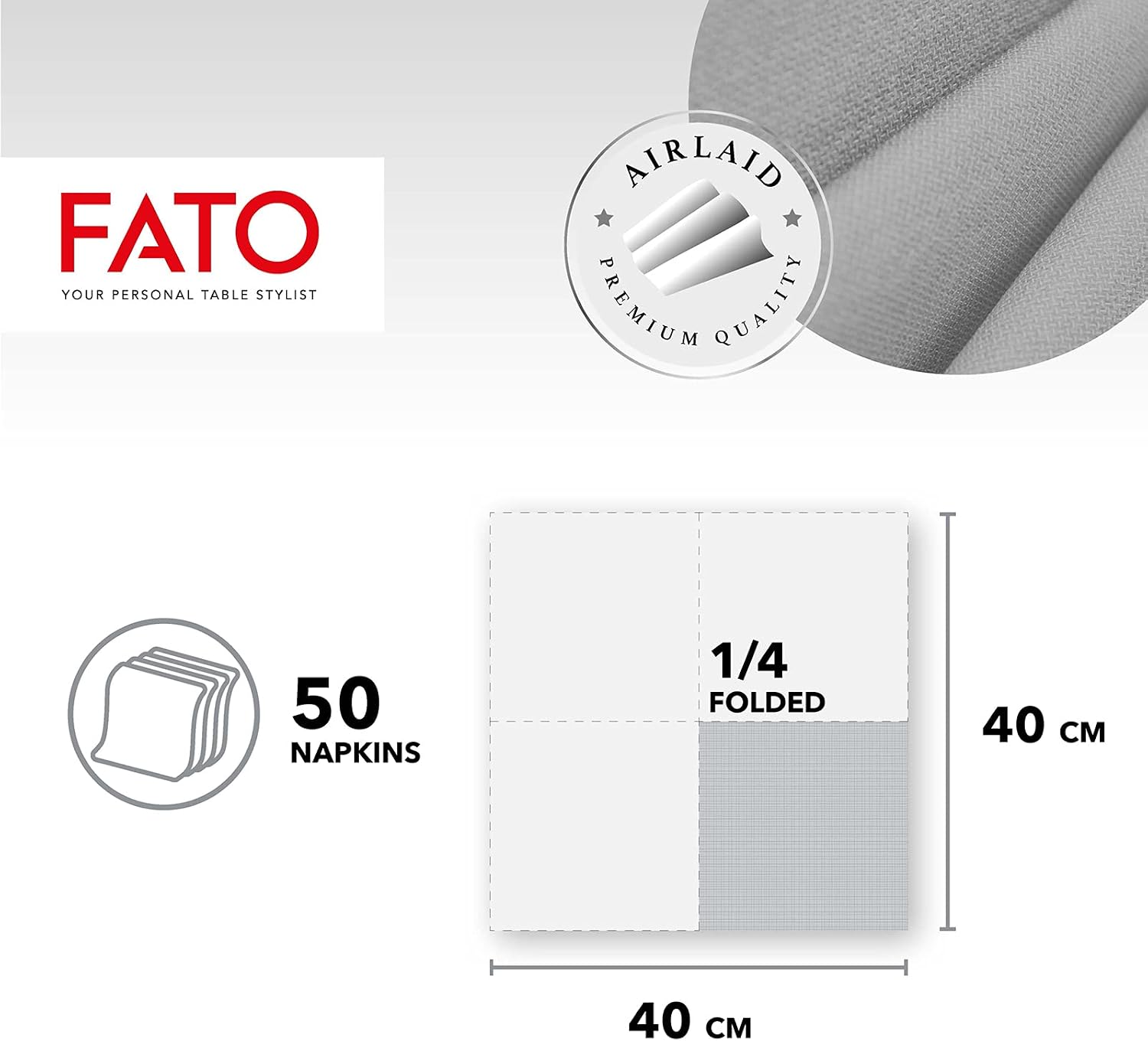 Thumbnail 4 de FATO Dekoro Shade Silver airlaidservetter, 40 x 40 cm, 50-pack