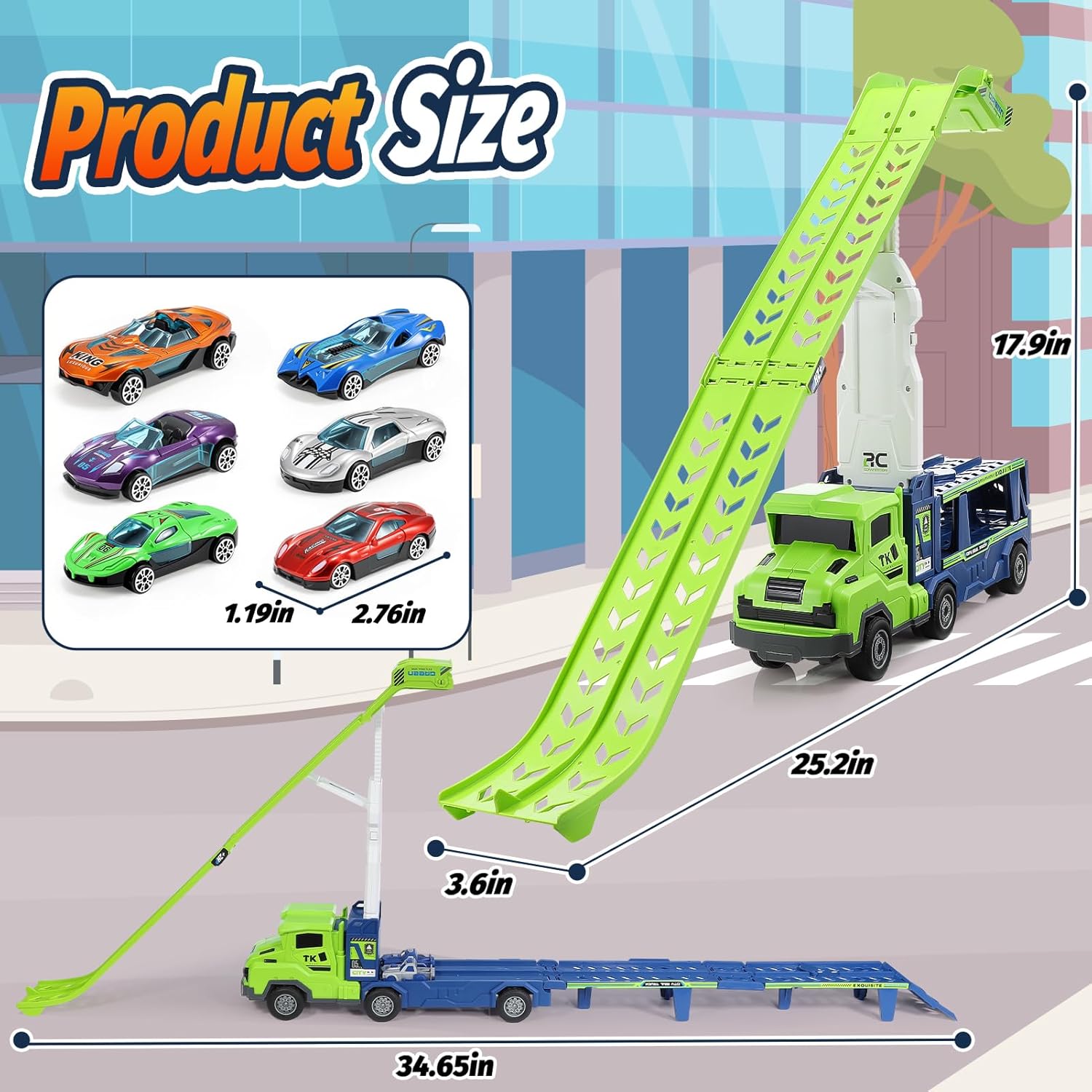Detalle 2 de EUTOYZ 46-inch race track toy cars for ages 3–6