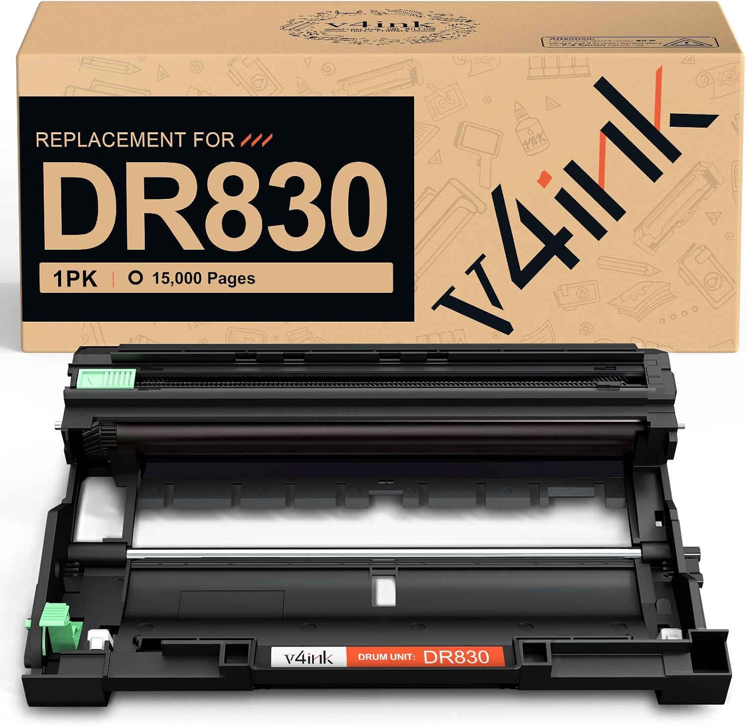 Detalle de v4ink DR830 Drum Unit, Black, 15,000-Page Yield for Compatible Brother Printers
