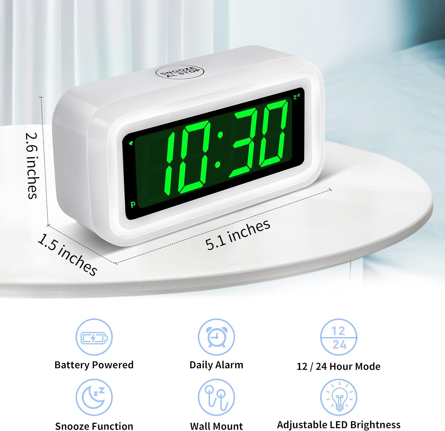 Detalle 2 de KWANWA Digitaler Wecker LED Uhr 1,2'' Display