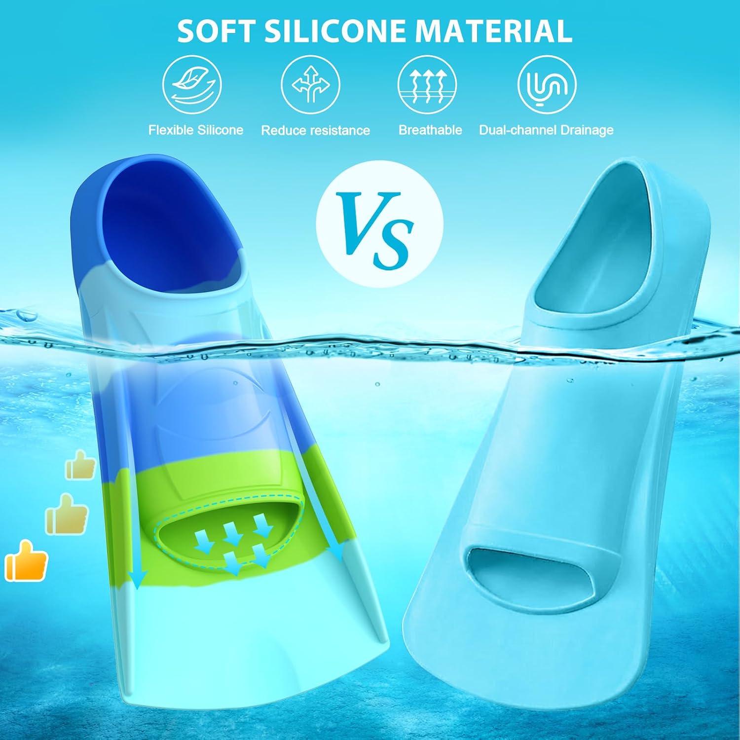 Thumbnail 6 de Gintenco Swim Fins: Kids Short Training Fins for Lap Swimming with Travel-Ready Design