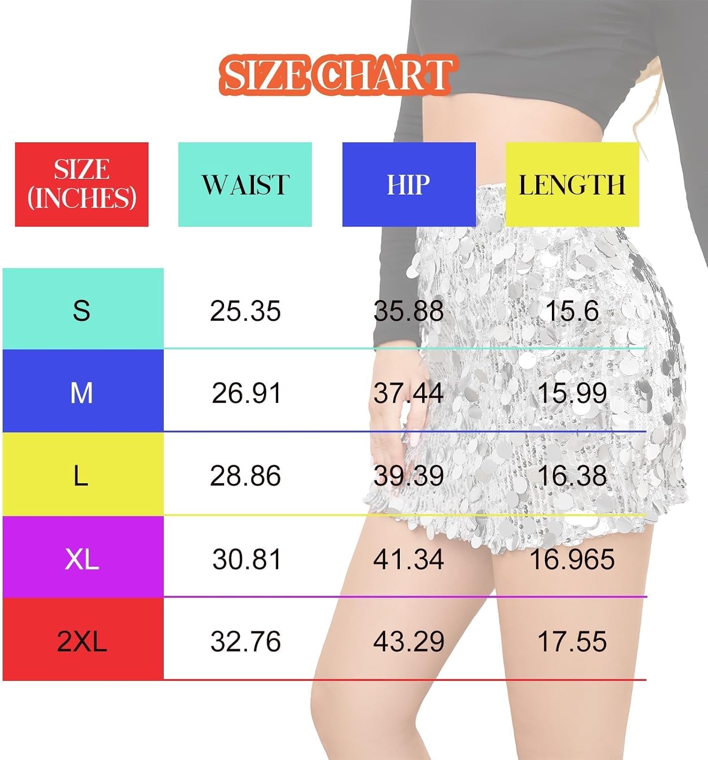 Thumbnail 5 de JASGOOD Sequin Skirt for Women – Stretchy Bodycon Mini with Sparkling Sequins