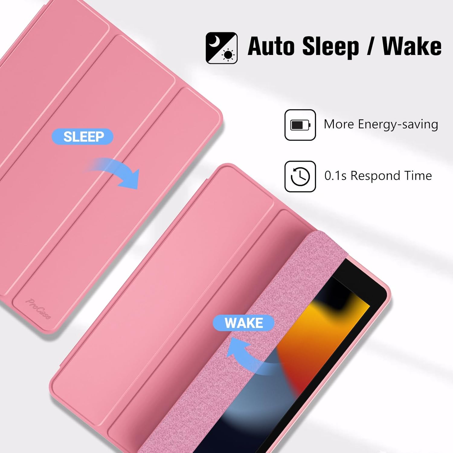 Thumbnail 5 de ProCase TPU smart slim case for iPad 9th/8th/7th Gen 10.2" (2021/2020/2019) with pencil holder – Auto Sleep/Wake, Pink