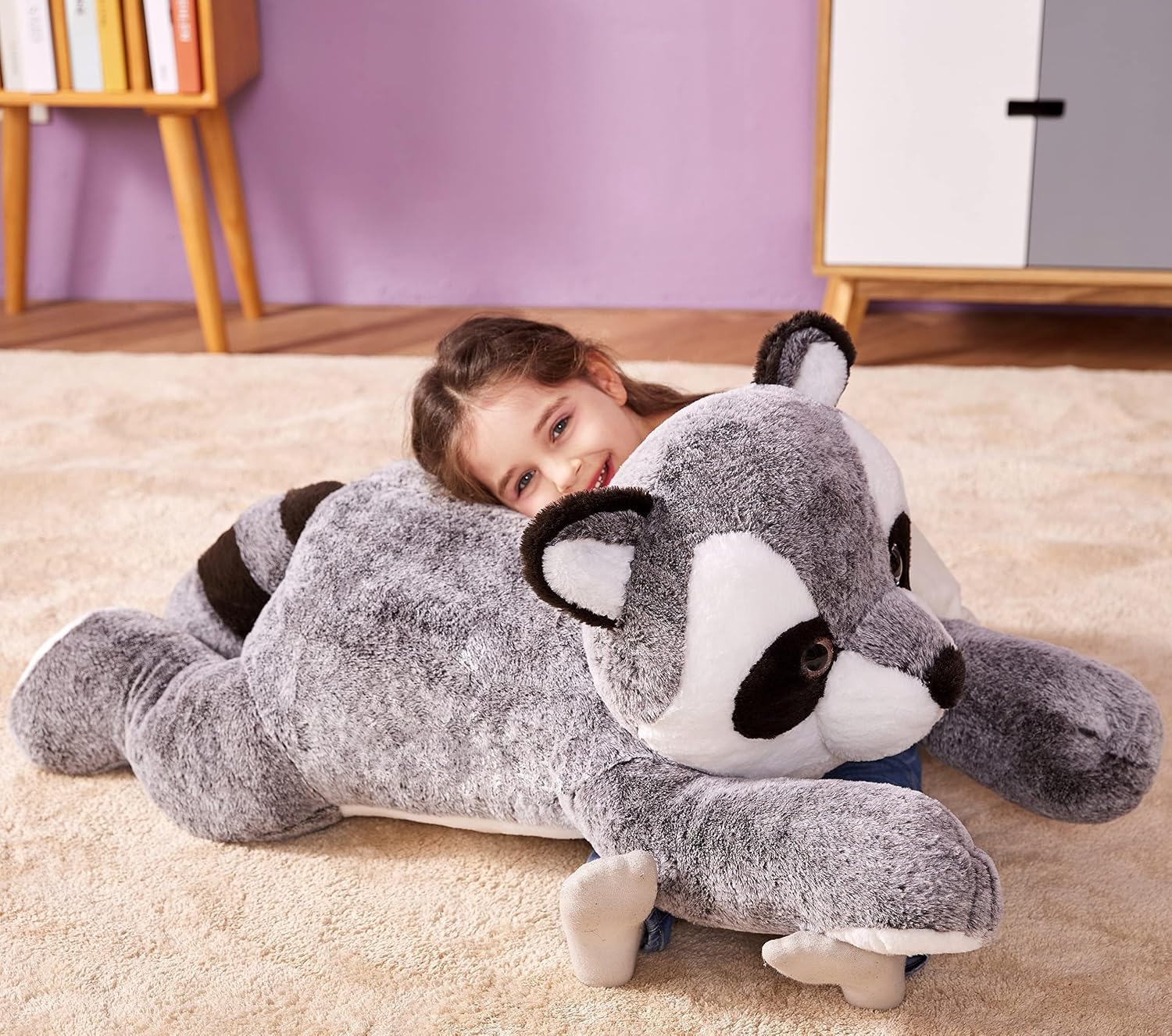 Thumbnail 6 de IKASA Giant Raccoon Stuffed Animal Plush Toy (30-inch) — Jumbo Hugging Raccoon Pillow