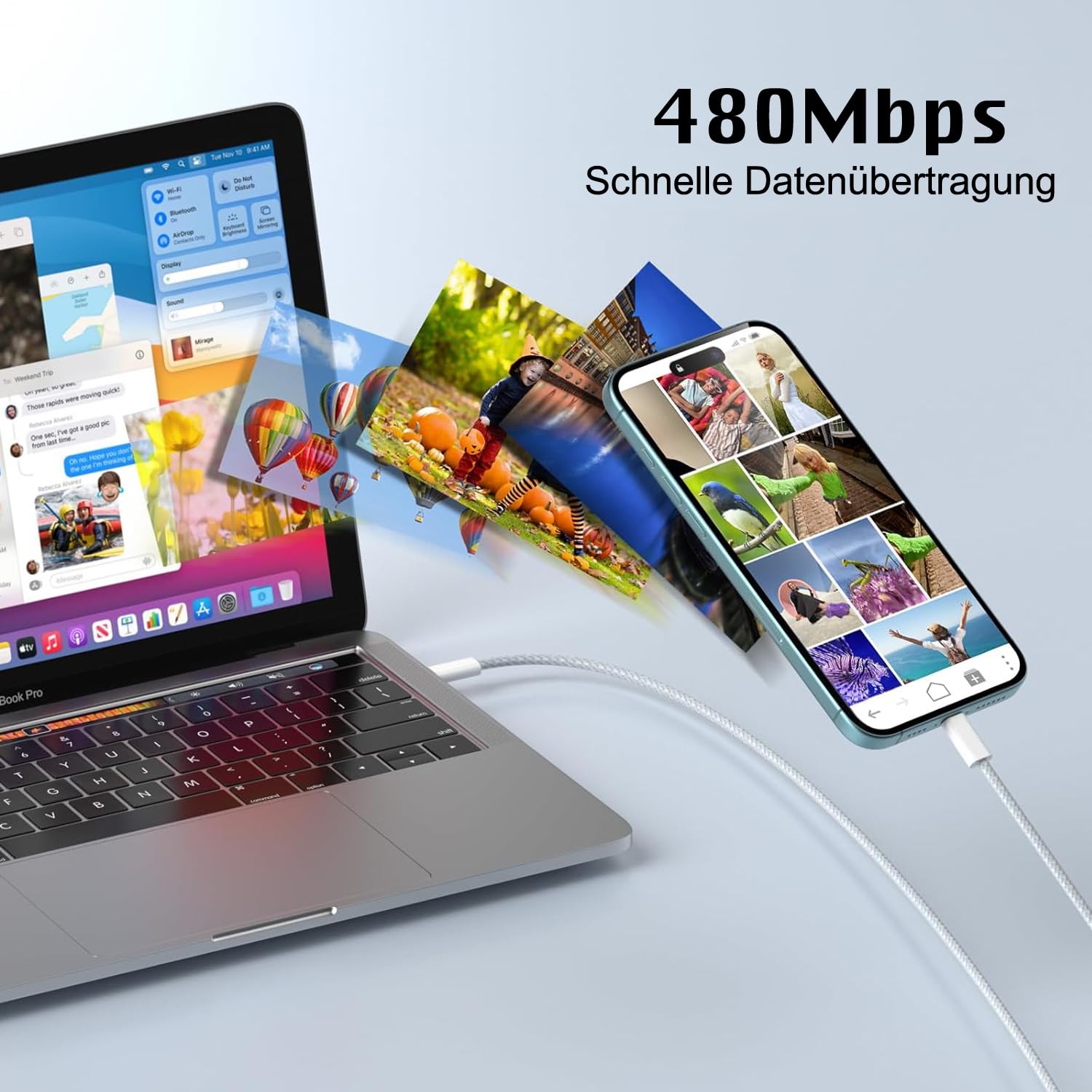 Detalle de USB‑C Kabel 3 m: Xiaomi Schnellladekabel USB‑C auf USB‑C (PD/QC/PPS, bis 60 W)