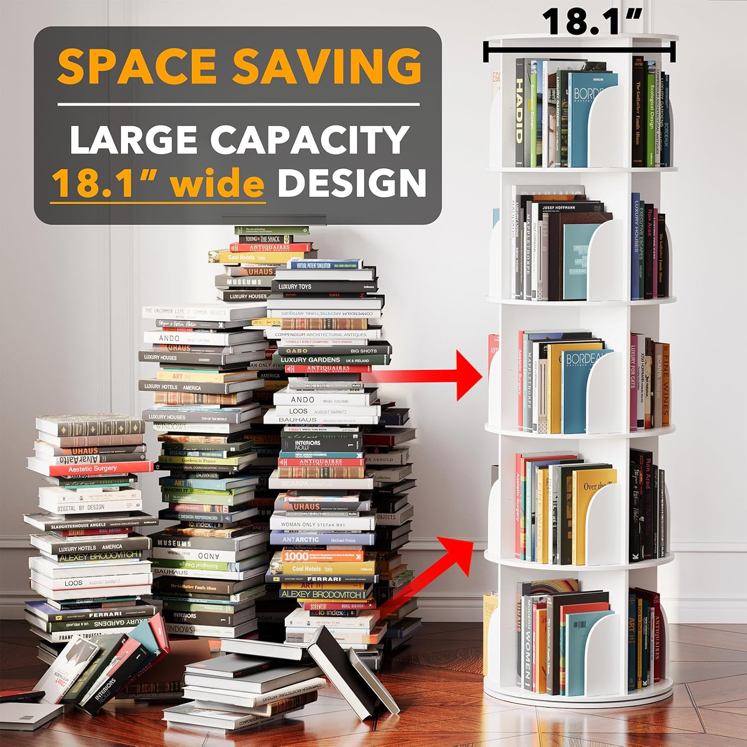 Detalle 1 de SpaceAid 5 Tier Rotating Bookshelf Tower 62.2H
