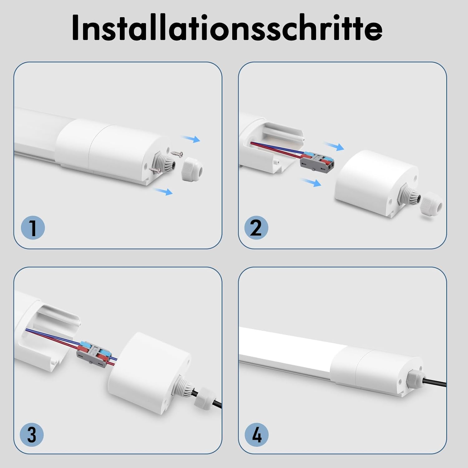 Thumbnail 6 de LEOEU LED Feuchtraumleuchte 120 cm mit Bewegungsmelder, 36W, IP65, 3950 lm, 4000K – 5er Set