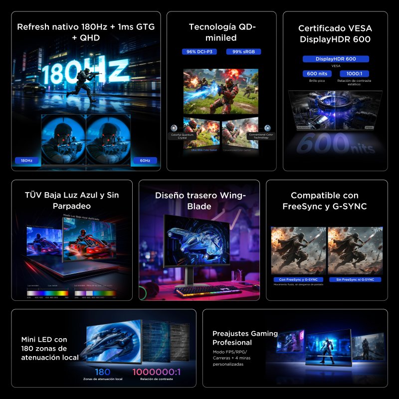 Detalle 2 de Monitor TCL 27G64 de 27" VA MiniLED QHD 180 Hz HDR600 FreeSync