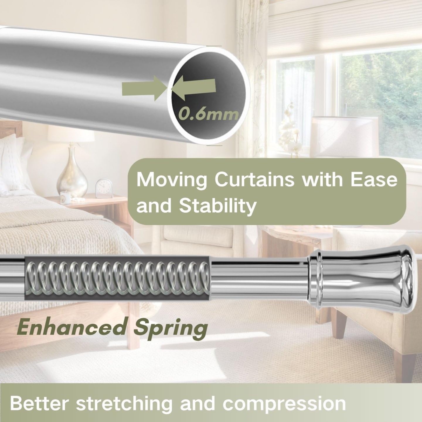 Thumbnail 3 de Shower Curtain Rail Extendable Curtain Pole: Anti-Slip, Tool-Free Installation