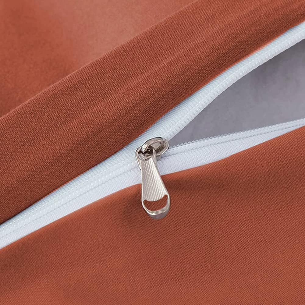 Detalle de Michorinee Housse de Couette 220x240 Terracotta – Parure 2 Personnes en Microfibre avec Fermeture Éclair