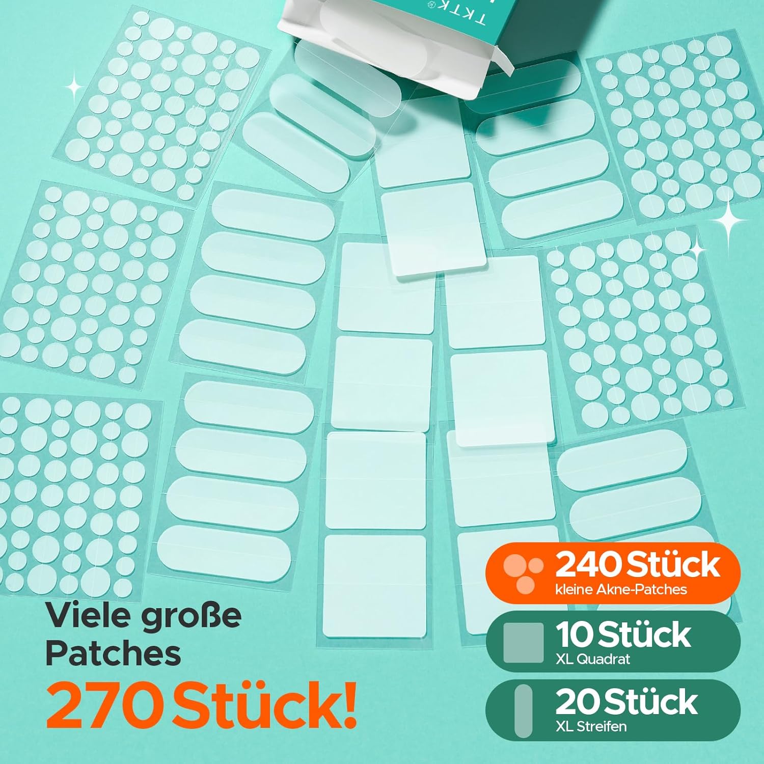 Detalle de TKTK Pickel Patch für Gesicht – XL Hydrocolloid-Patches (270 Stück)