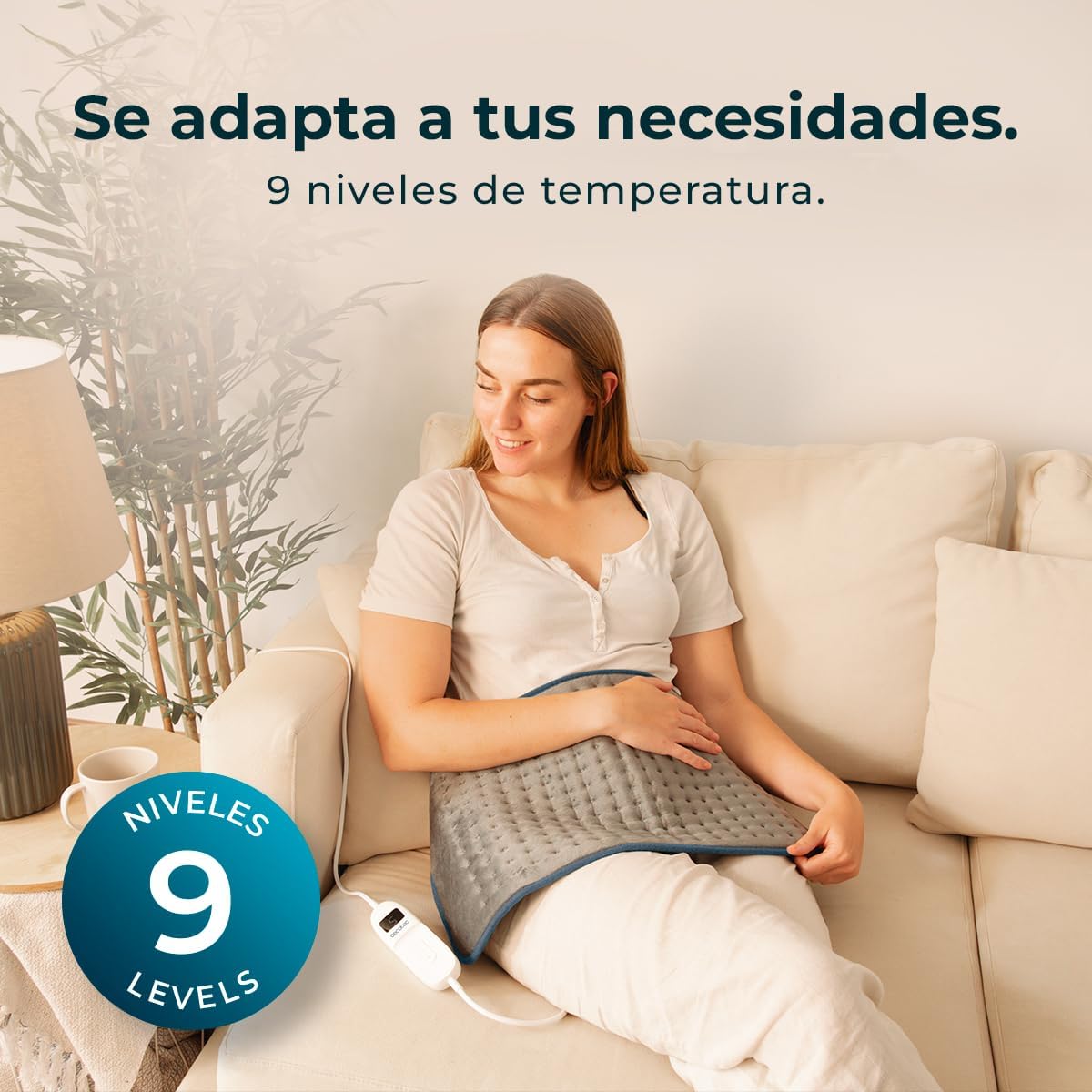 Detalle de Cecotec HeatConfort 6000 ThermalPad : coussin chauffant 30 x 60 cm avec 9 niveaux et minuterie 2 h