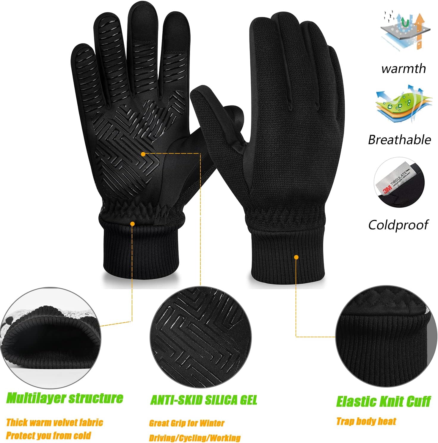 Detalle 2 de MOREOK Winter Gloves 3M Thinsulate, -10°F