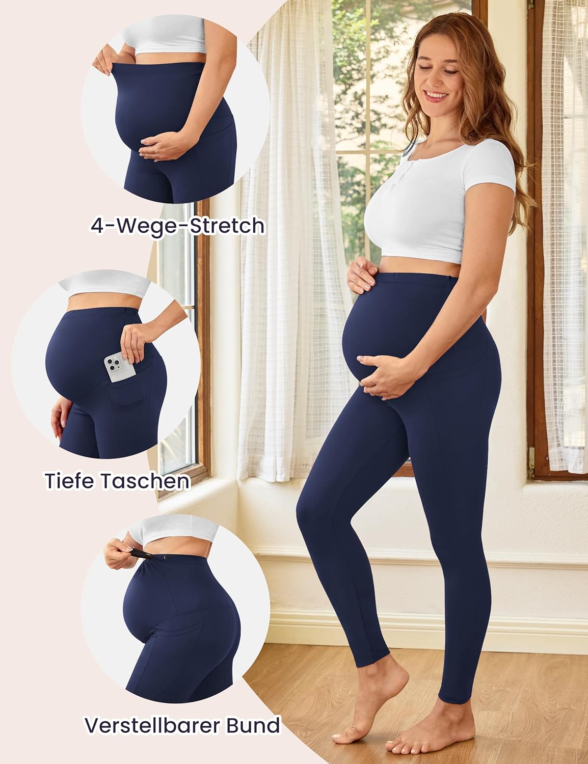 Thumbnail 4 de VALANDY Creamlush Maternity Leggings Over Bump with Pockets – Buttery Soft Yoga Pants