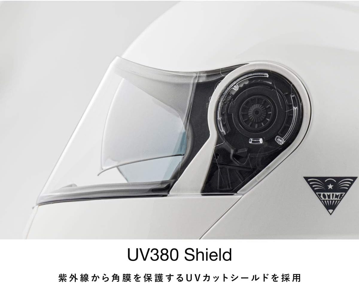 Detalle de コミネ(KOMINE) FL HK-171 システムヘルメット パールホワイト M UVカットシールド・インナーバイザー・マグネットバックル