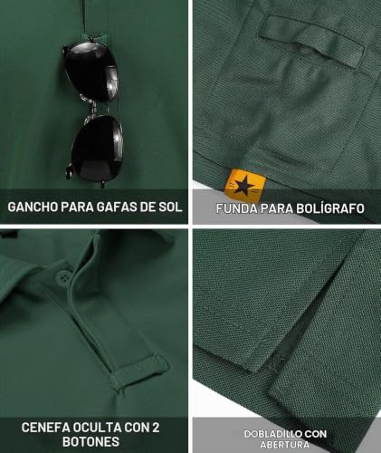Detalle de JACKETOWN Polo Manga Corta Hombre Secado Rápido | Verde L, transpirable para tenis y golf