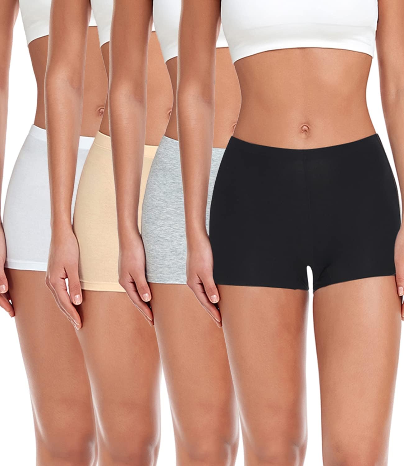 Detalle de wirarpa Women's Cotton Boxers: 4-Pack Safety Boyshorts with Cotton Crotch