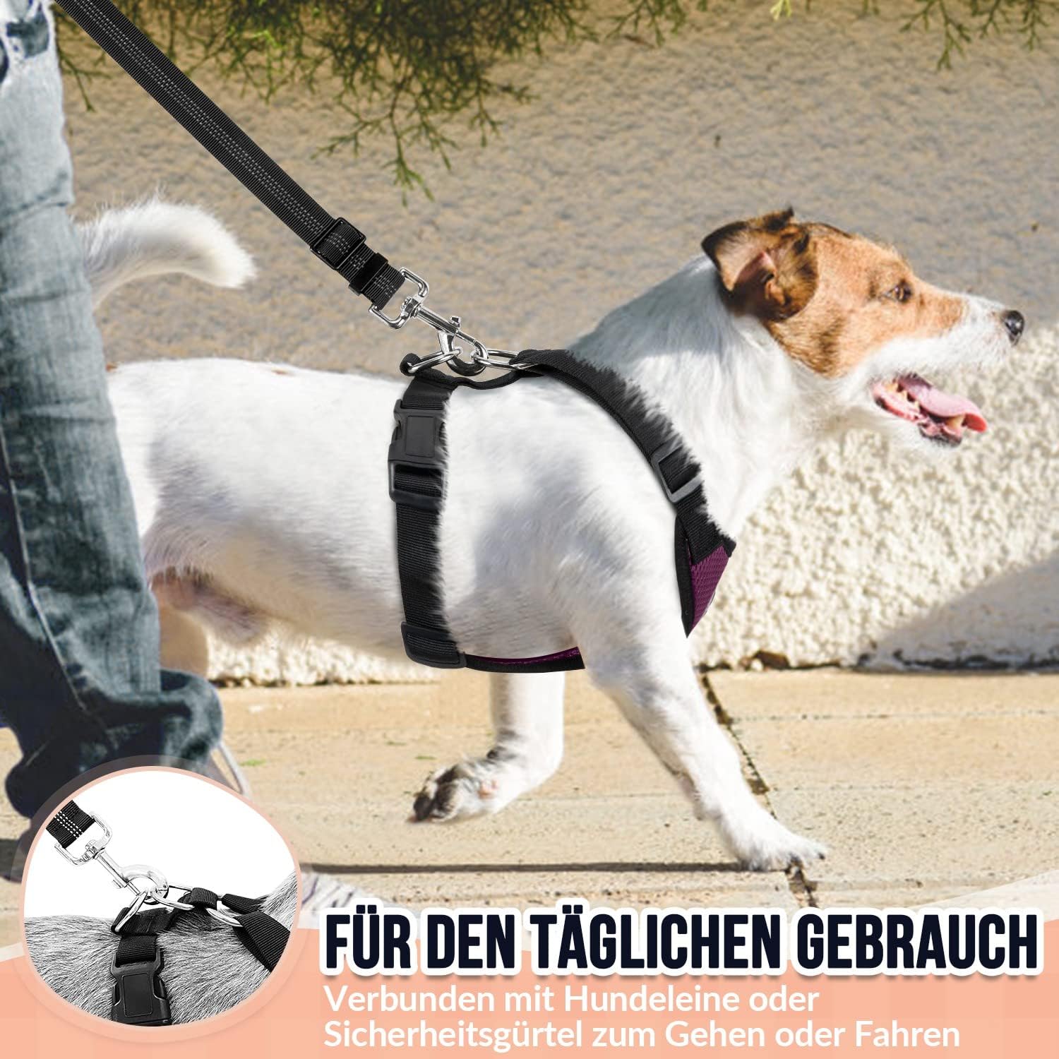 Detalle de SlowTon Hundegeschirr – atmungsaktives, verstellbares Brustgeschirr für kleine bis mittlere Hunde