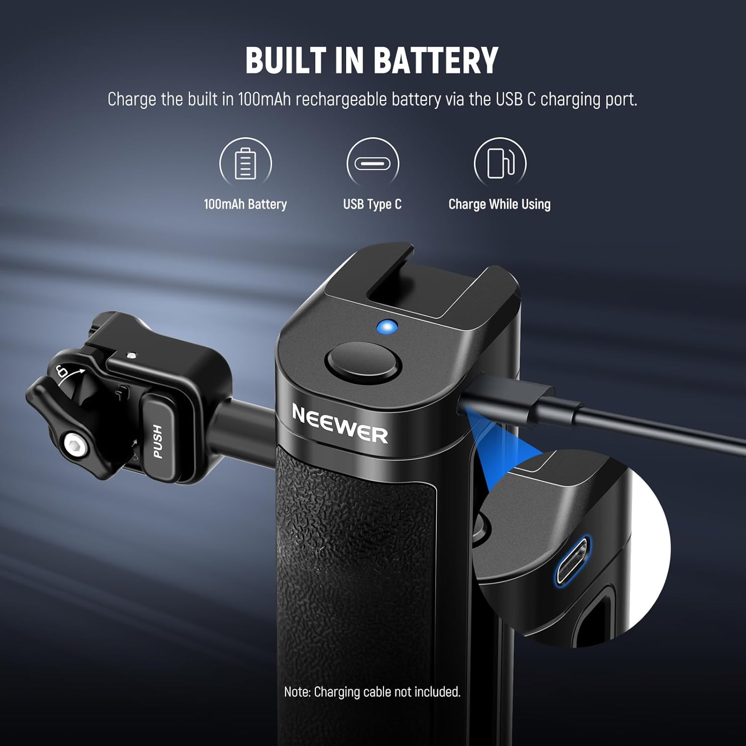 Thumbnail 5 de NEEWER Quick Release Side Handle with Bluetooth Remote Shutter – Contoured Grip for iPhone/Android Phone Cages (PA005E PRO)