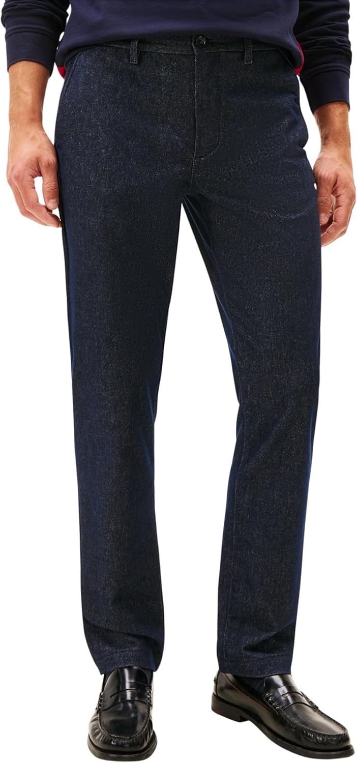 Detalle de Tommy Hilfiger Men’s Denton Brushed Marl Chino trousers (5-pocket, tapered fit)
