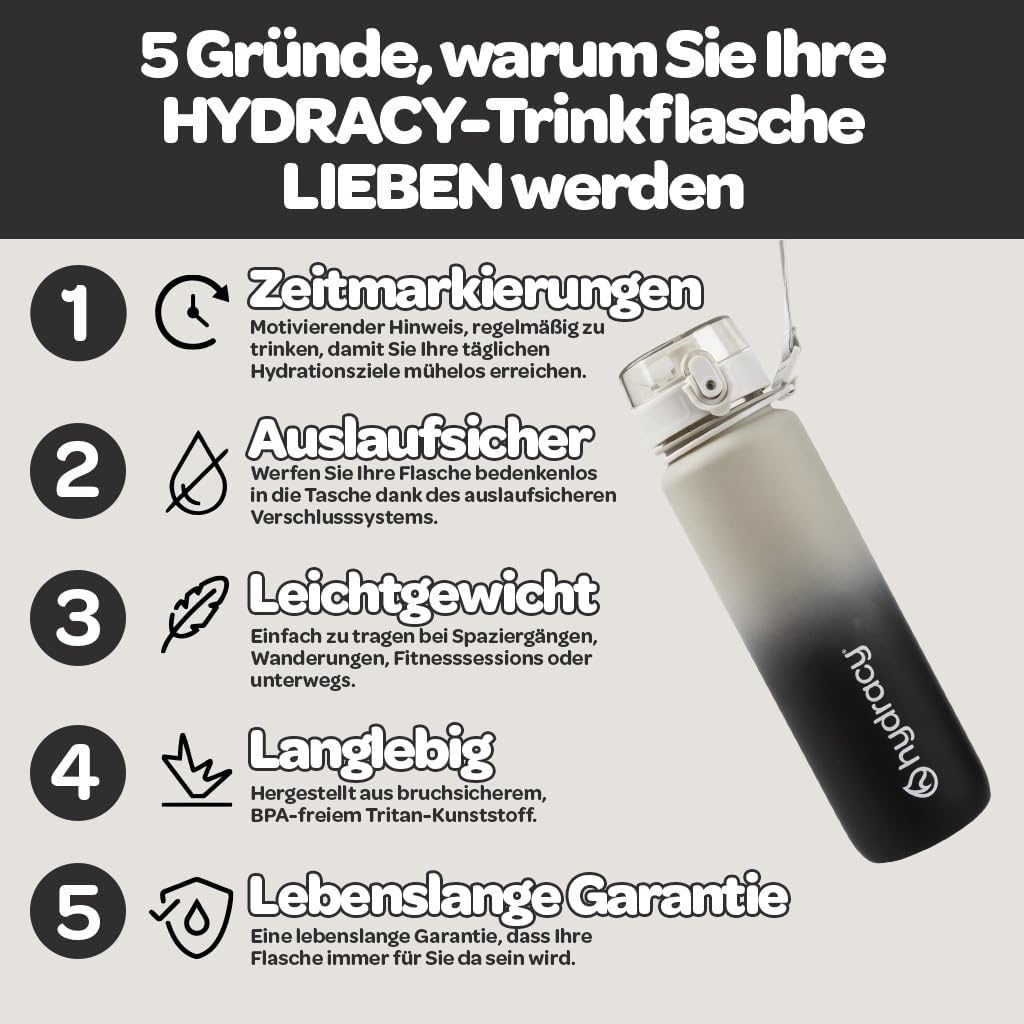 Thumbnail 1 de Hydracy Trinkflasche 1 Liter mit Fruchteinsatz