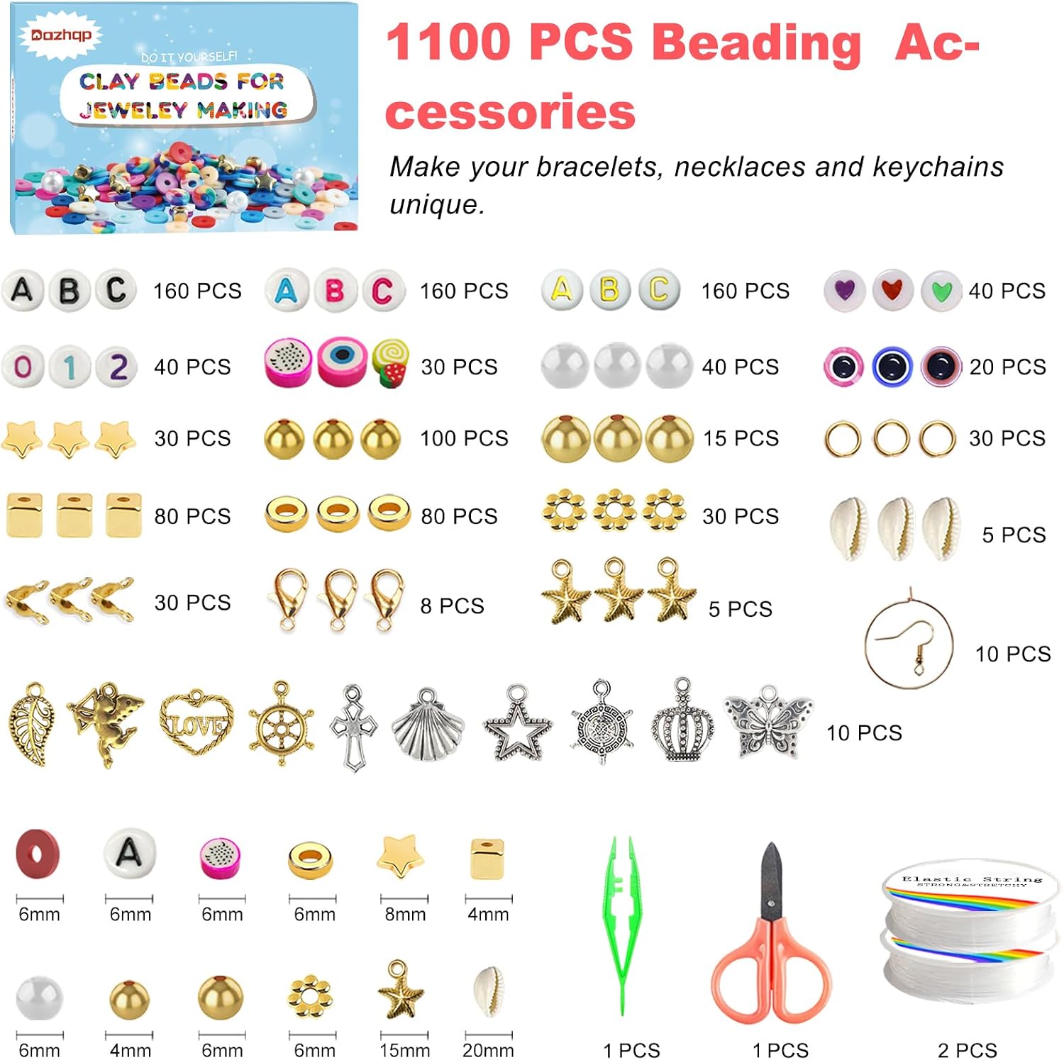 Thumbnail 2 de Dazhqp 20000 Clay Beads Kit 96 colours