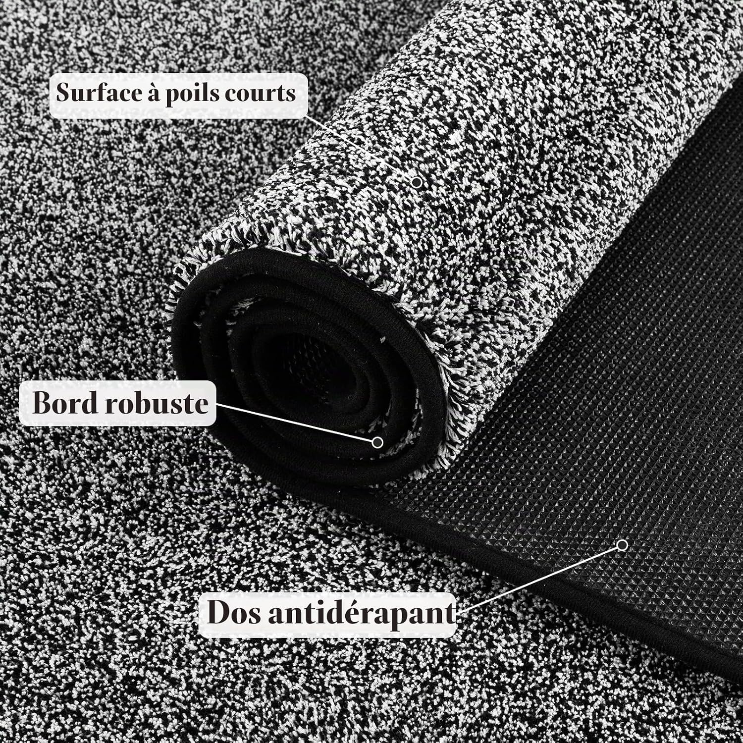 Detalle 2 de Enyhom MR antislipmat 80 x 200 cm, wasbaar, zwart-wit