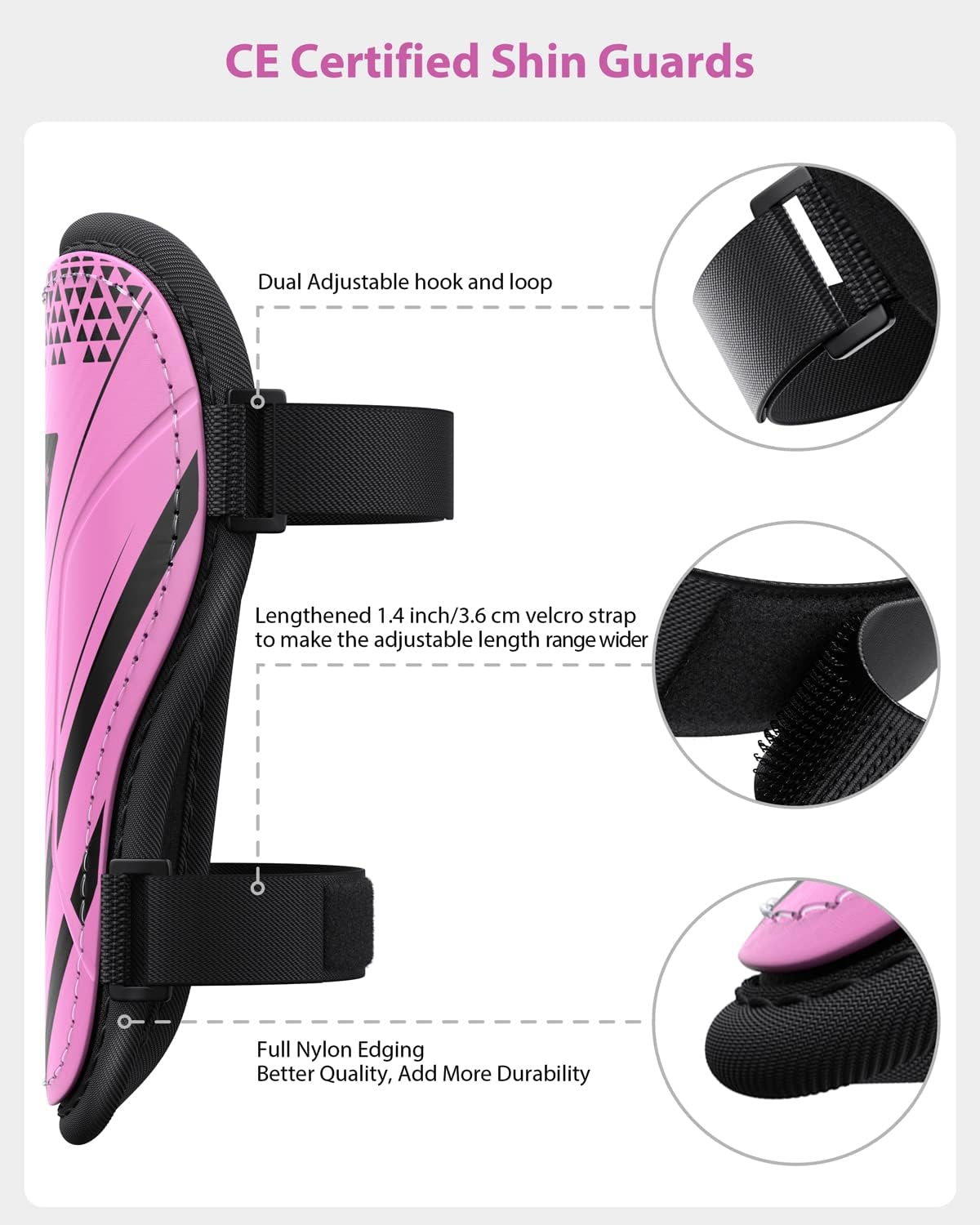 Detalle de Kids Soccer Shin Guards (CE Certified) — 4 Sizes Youth Shin Protection, 1 Pair