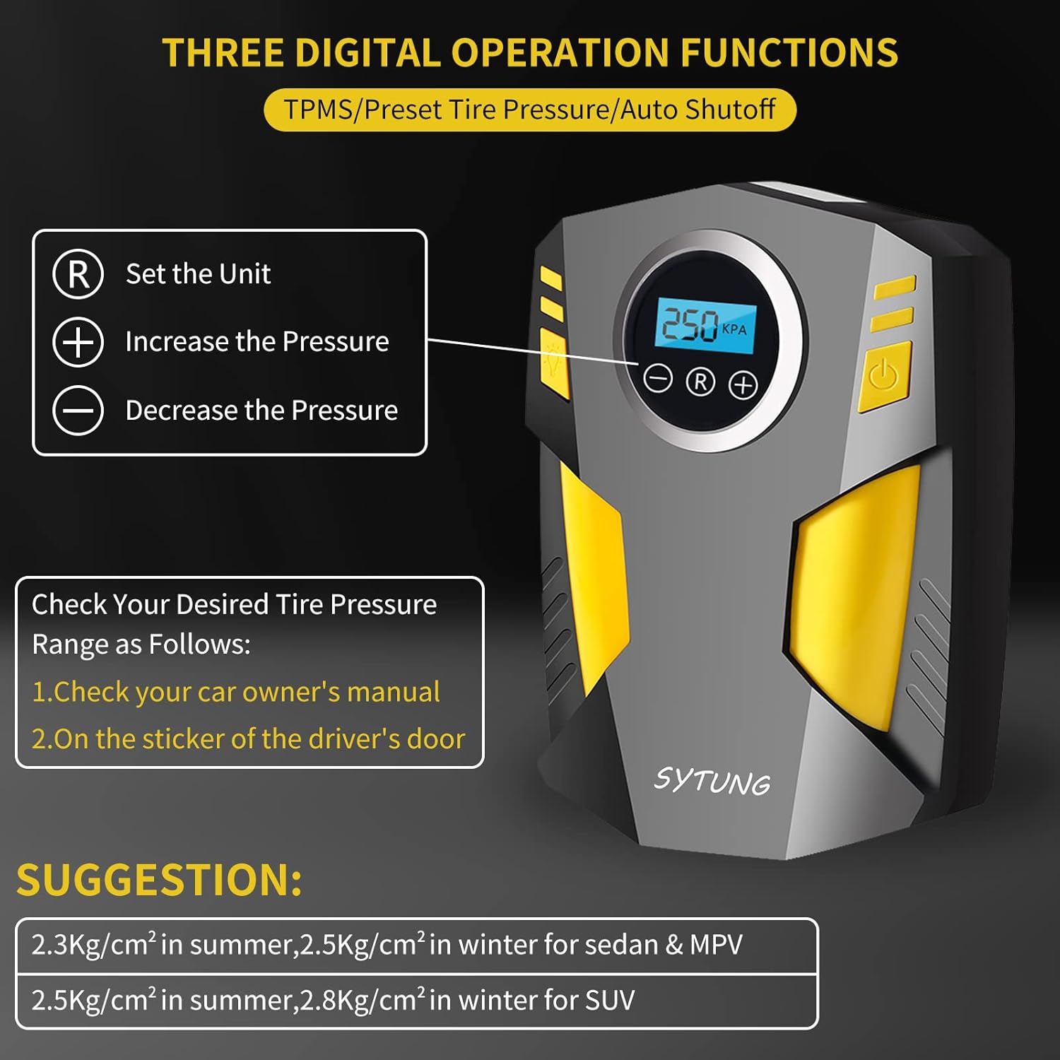 Detalle 2 de SYTUNG Digital Tyre Inflator 12V