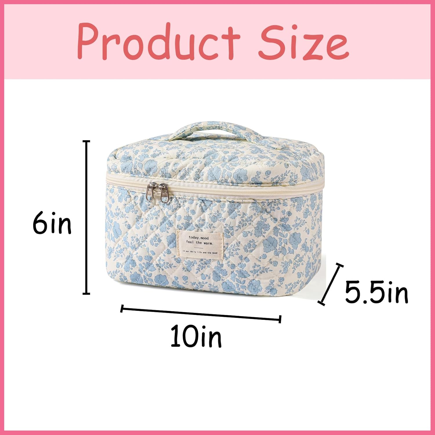 Detalle 2 de uekeboag Quilted Makeup Bag 10x6x5.5 in