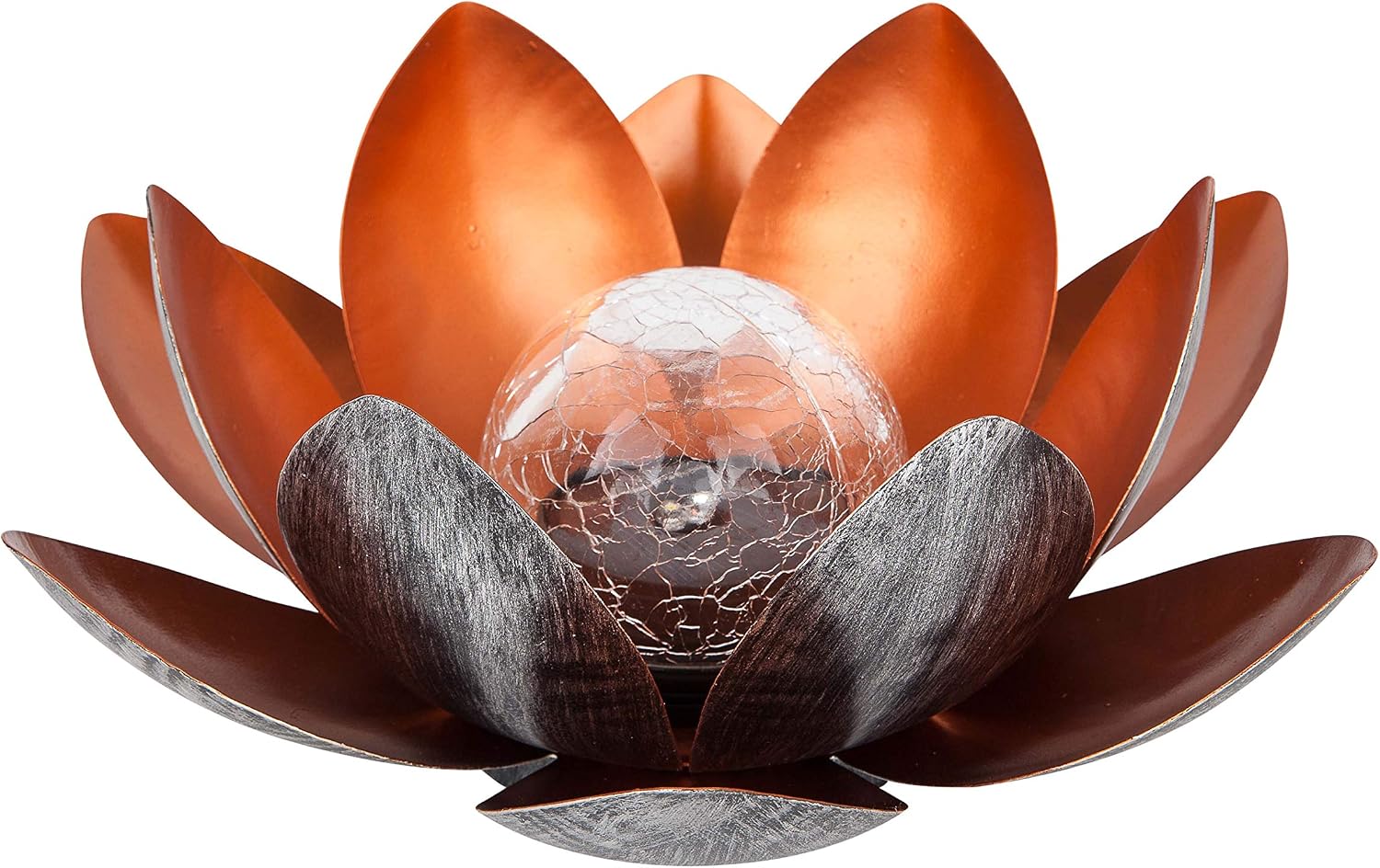 Detalle de Dehner Lampada Solare Lotus, Ø 27,5 cm x Altezza 12 cm, Metallo Argento/Rosso – Fiori di loto luminosi e autoaccensione al crepuscolo