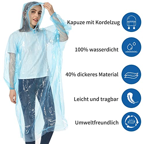 Detalle de Opret Durchsichtiger Regenponcho 10 Stück – Passgenau, wasserdicht und kompakt