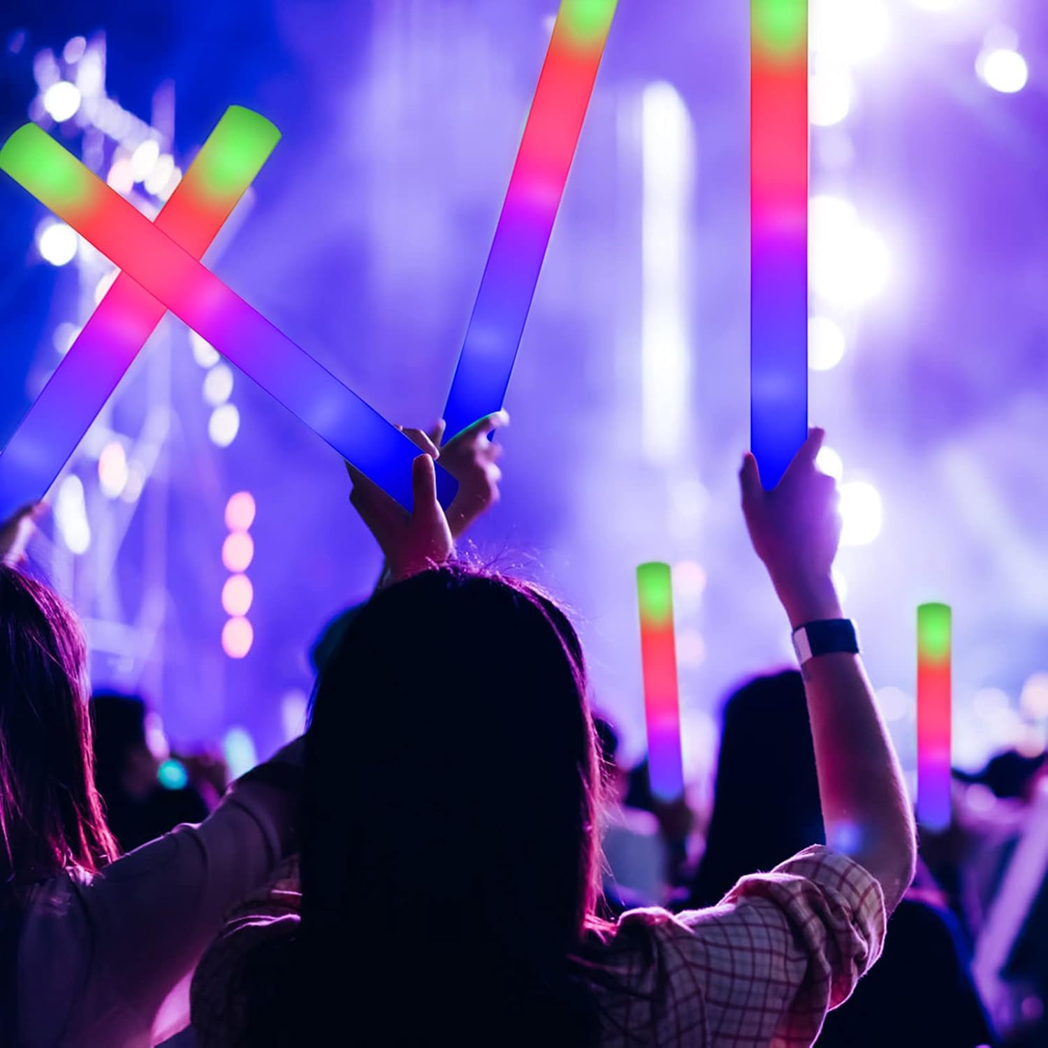 Thumbnail 6 de LifBetter 58-Pack Foam LED Glow Sticks (3 Flash Modes)