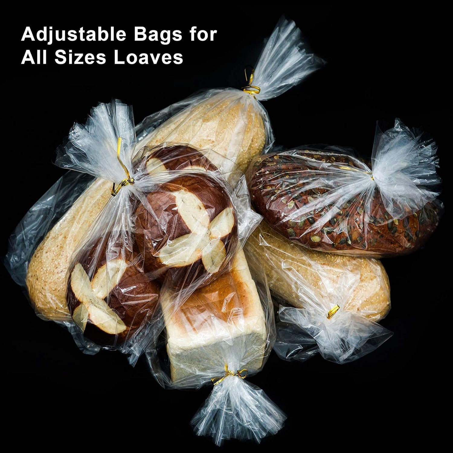 Thumbnail 2 de Bread Bags with Ties, Reusable: 100 Clear Bags and 100 Ties for Homemade Bread and Bakery Loaves