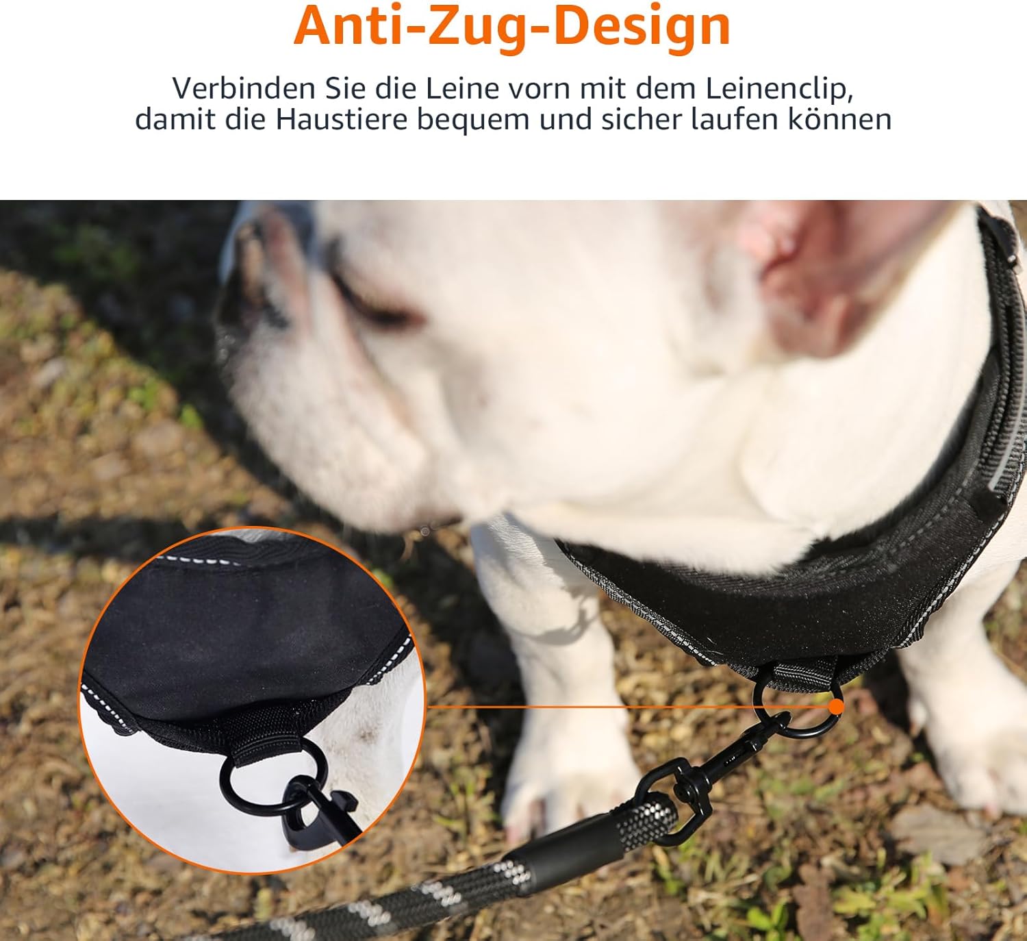 Detalle de Amazon Basics Anti-Zieh-Hundegeschirr, verstellbar, mittelgroß, schwarz