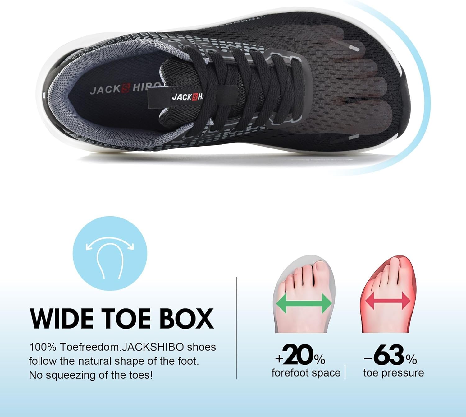 Thumbnail 1 de JACKSHIBO Wide Toe Box Shoes for Men with Arch Support and Zero Drop Cushioned Sole