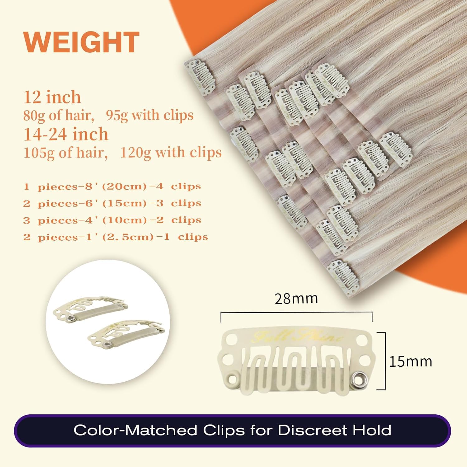 Thumbnail 2 de Full Shine 18 Inch Blonde Clip-In Extensions 120g