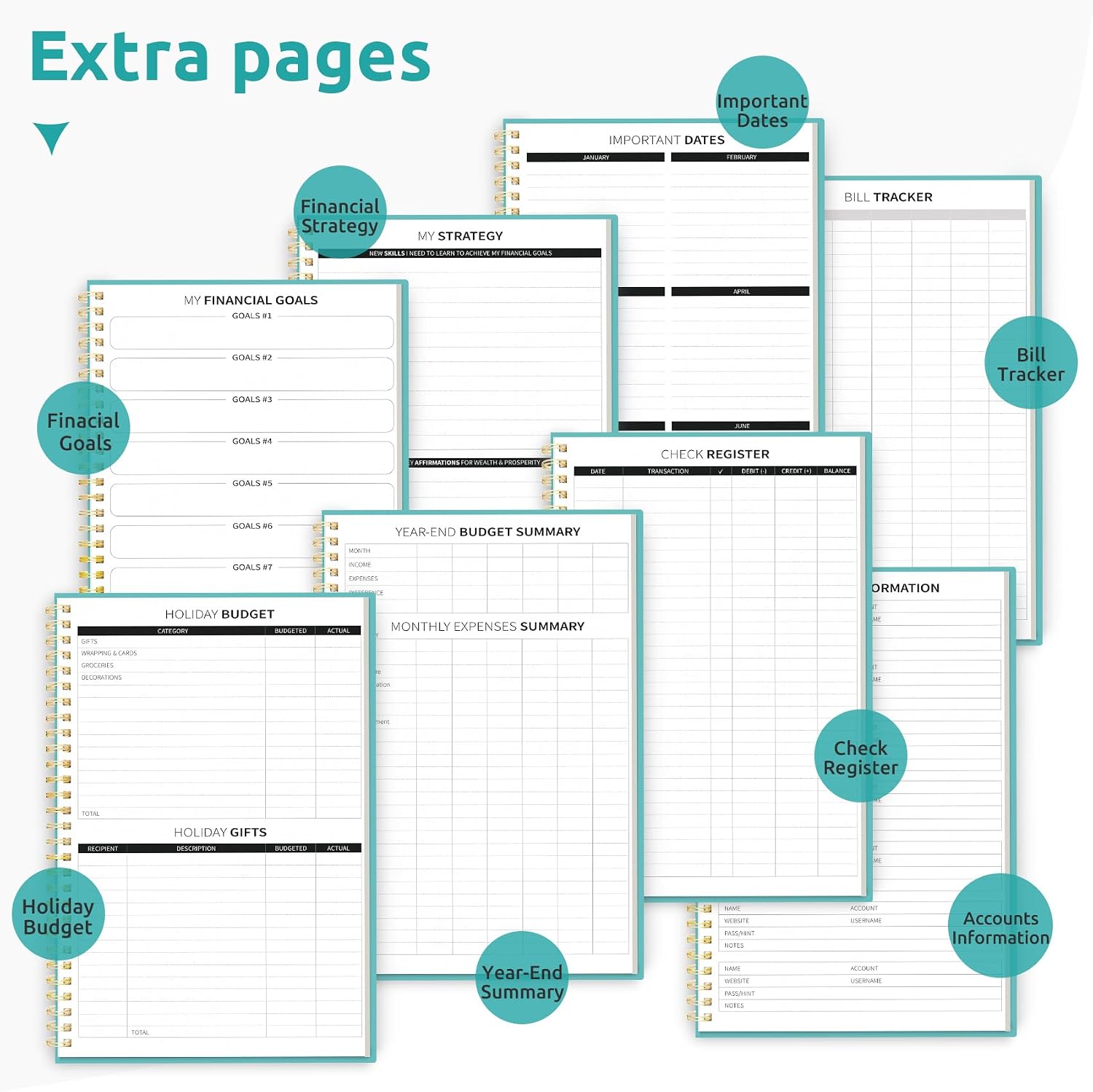 Thumbnail 5 de Taja Budget Planner, Undated Expense Tracker, 6.9" x 9.9", 150 Pages