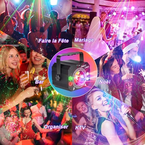 Detalle 2 de Lampe de Scène 3 en 1 Nauotk avec Télécommande – Boule Disco, Stroboscope et LED RVB