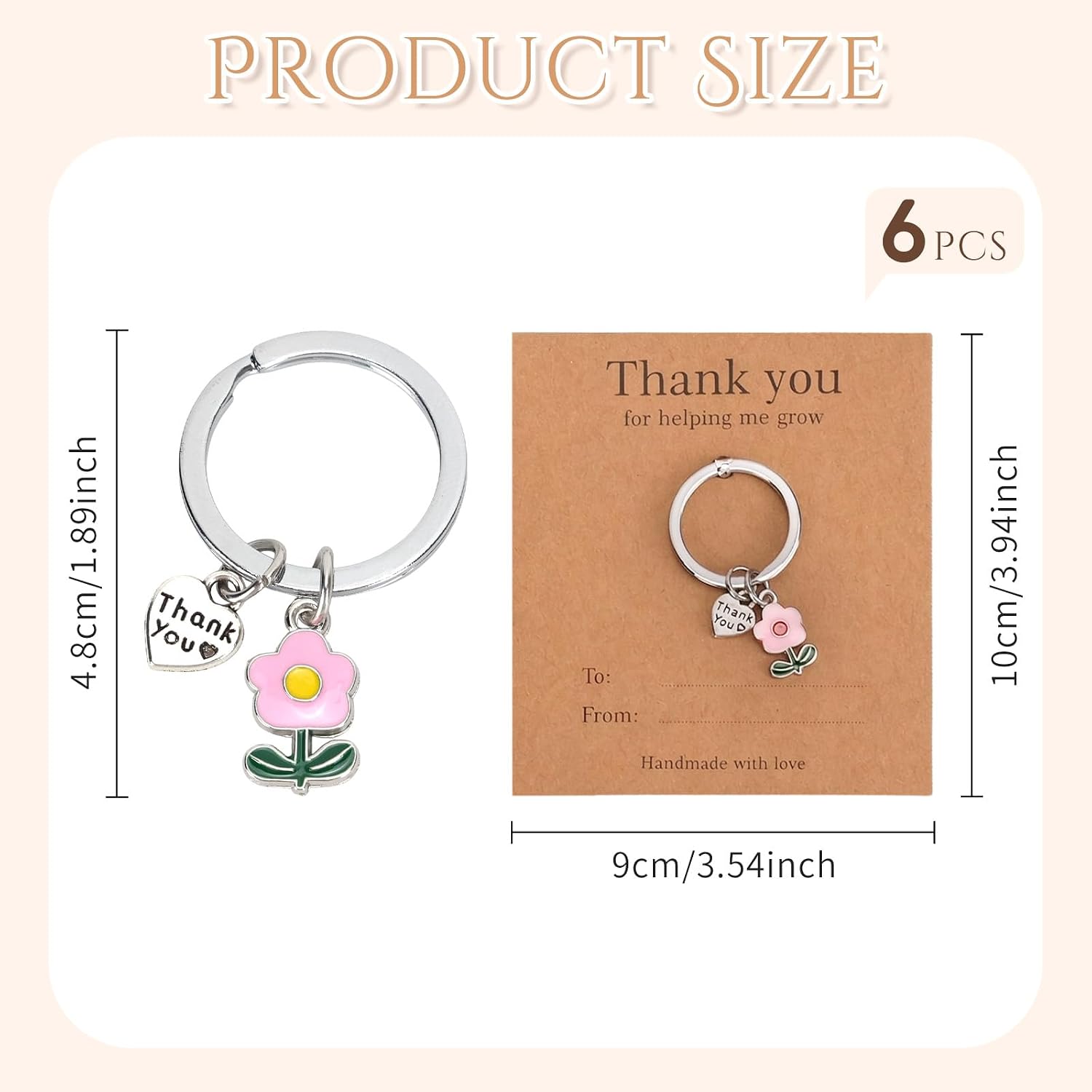 Thumbnail 1 de DINSAGE Thank You Teacher Gifts for Women – 6 Pack Student Growth Themed Keyrings