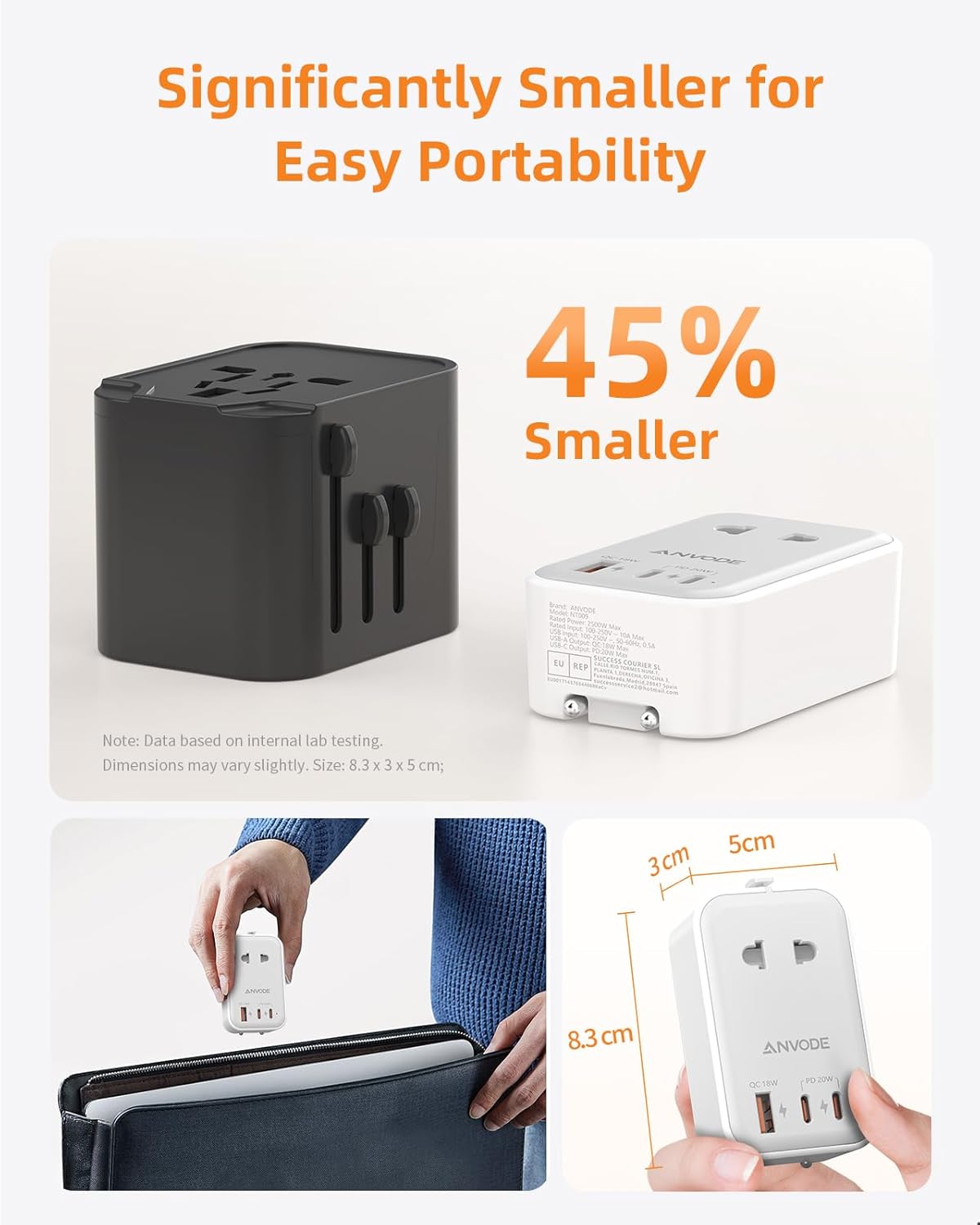 Thumbnail 2 de Reiseadapter Weltweites: 4-in-1 Steckdosenadapter mit USB-C PD 20W und USB-A