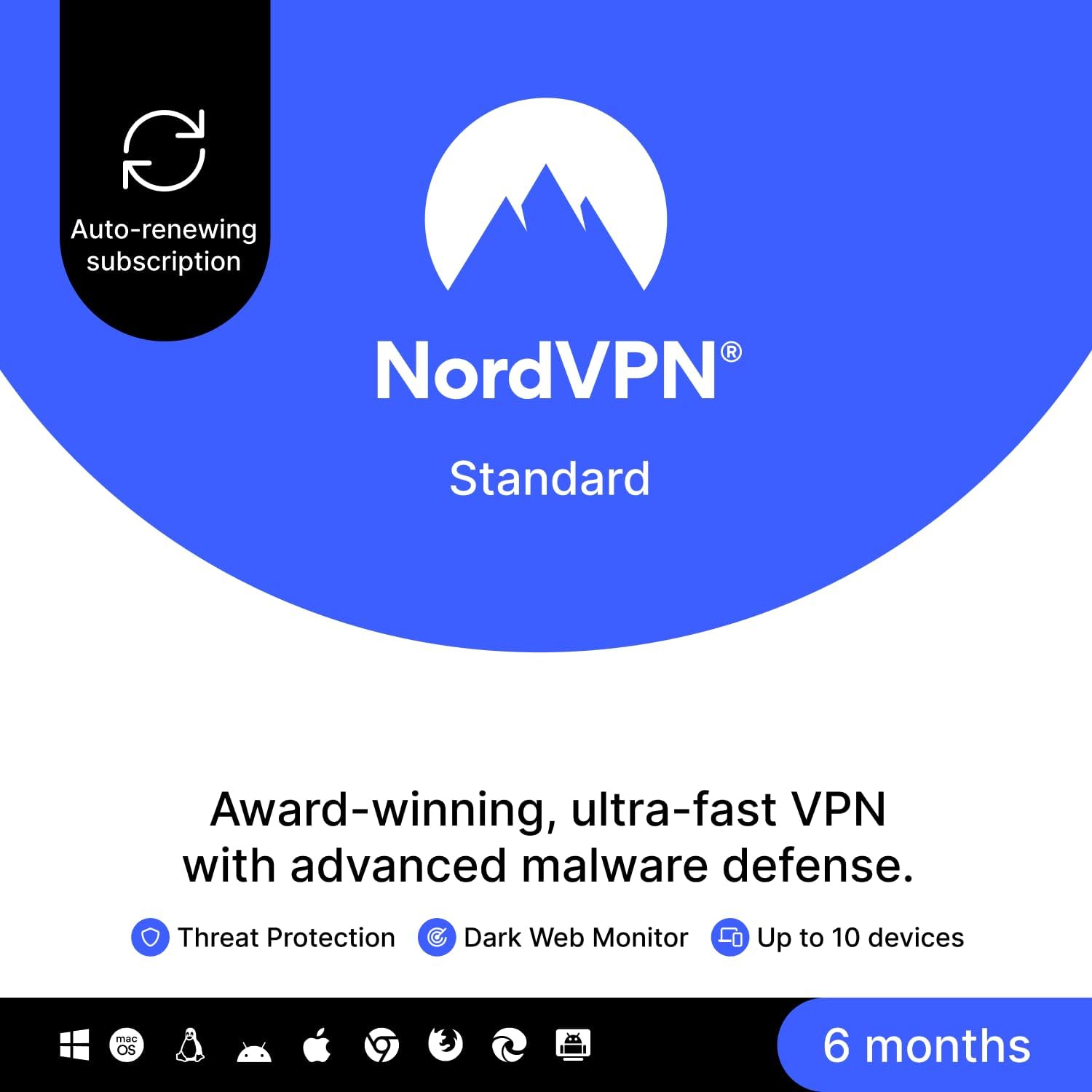 Detalle de NordVPN Standard, 10 Devices, 1-Year | VPN & Cybersecurity