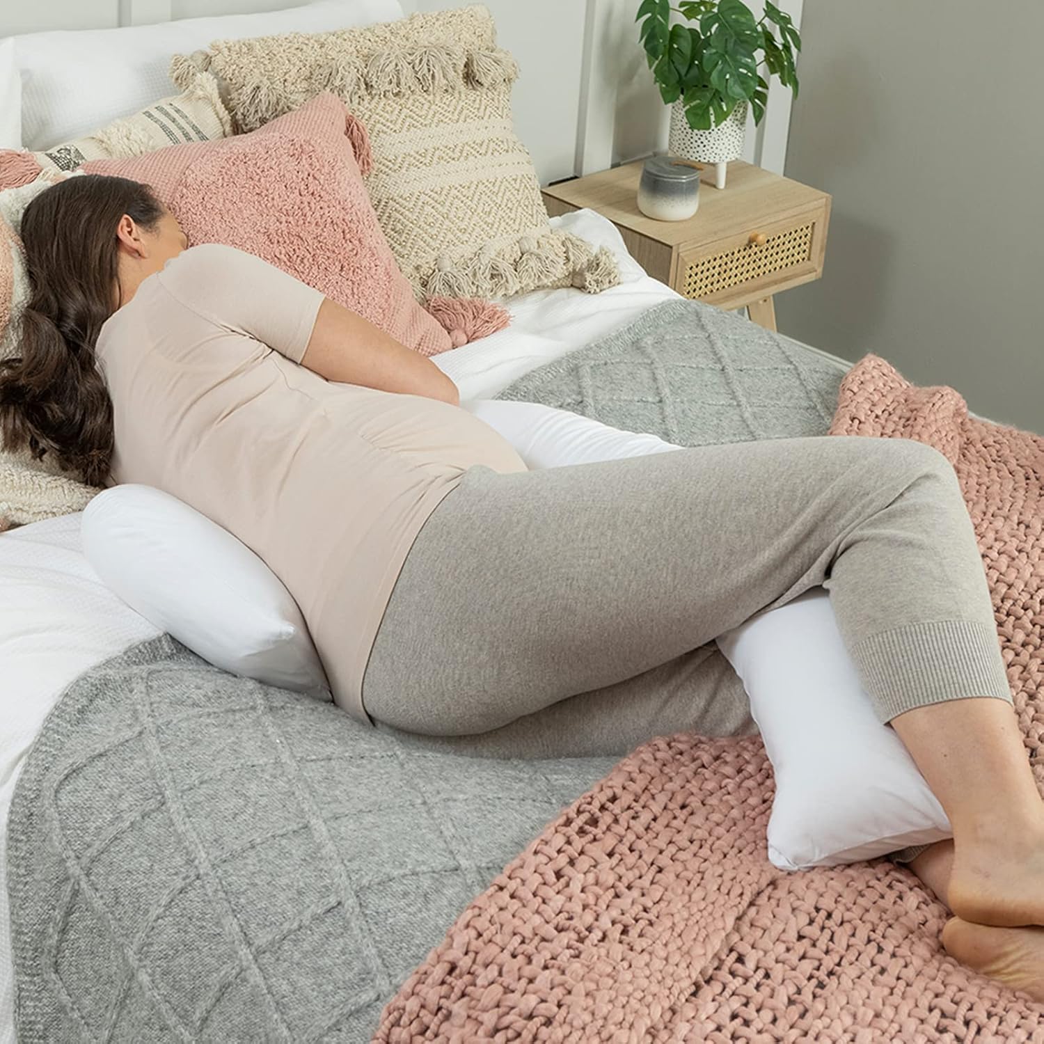 Detalle de Dreamgenii Pregnancy Support and Feeding Pillow Spare Cover - White Cotton Jersey