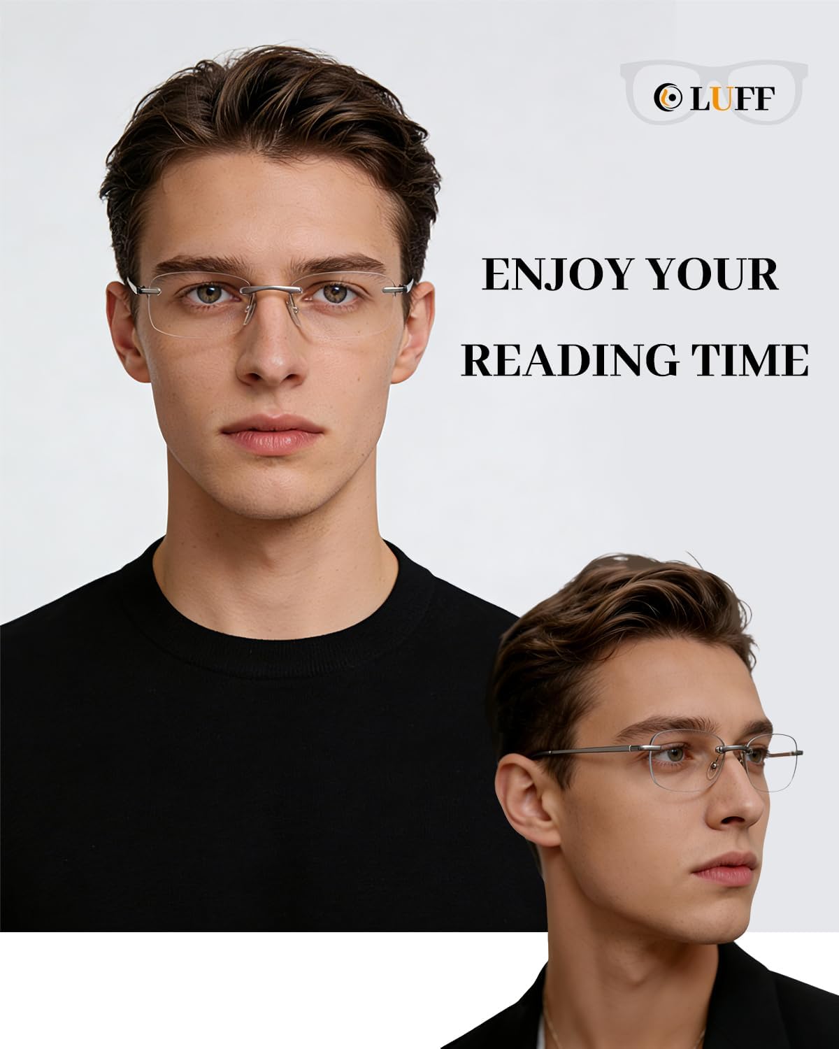 Detalle de LUFF Lunettes de lecture sans monture rétro métal à charnière ressort