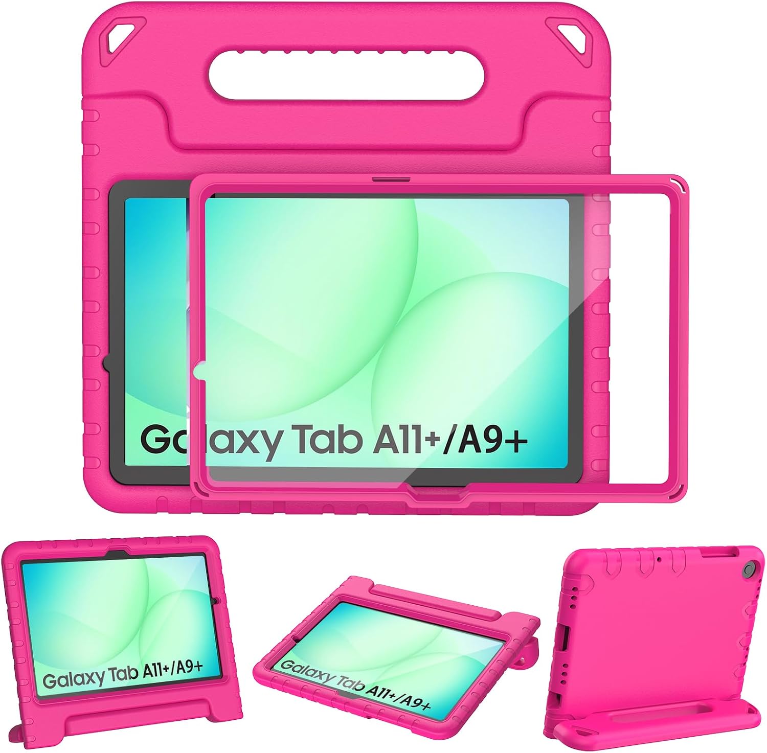 Detalle de TOPWANT Kids Case with Built-in Screen Protector for Samsung Galaxy Tab A11+ / A9+ (11-inch, 2023/2025) – Shockproof Stand Case, Rose Pink