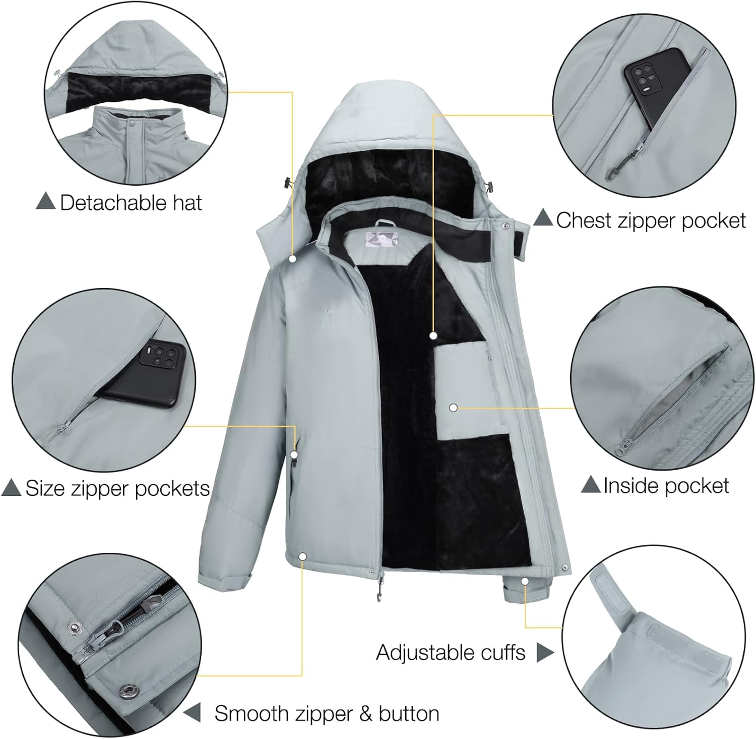 Detalle 1 de CAMELSPORTS Men's Winter Jacket with Removable Hood