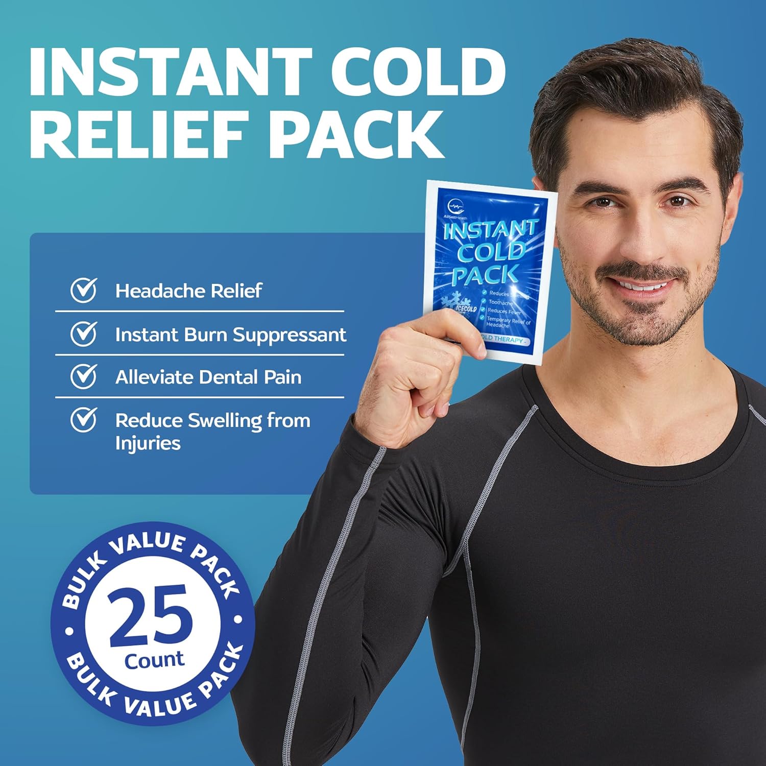 Thumbnail 1 de AllSett Health Instant Ice Pack (15 x 11.5 cm) – 25 Disposable Instant Ice Packs